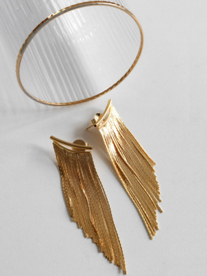 Brinco Franja Banho Ouro 18k
